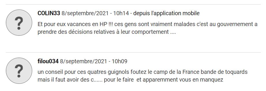 Commentaires haineux de trolls 1