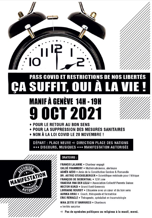 Manifestation Genève Autorisée du 9 Octobre 2021