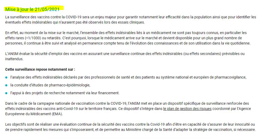 Aucune étude par l'ANSM sur les vaccins COVID