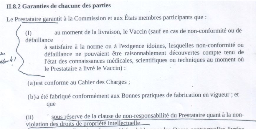 Clause de Garanties confidentielle Pfizer