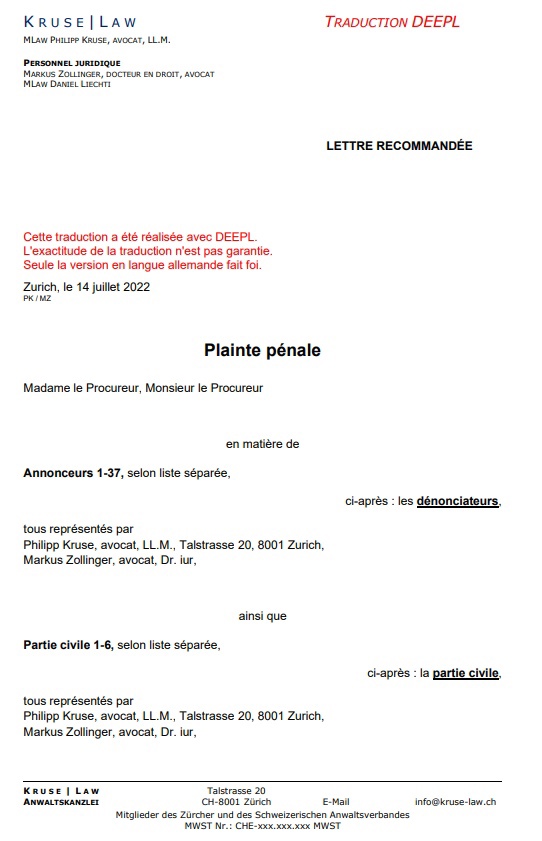 Plainte contre Swissmedic