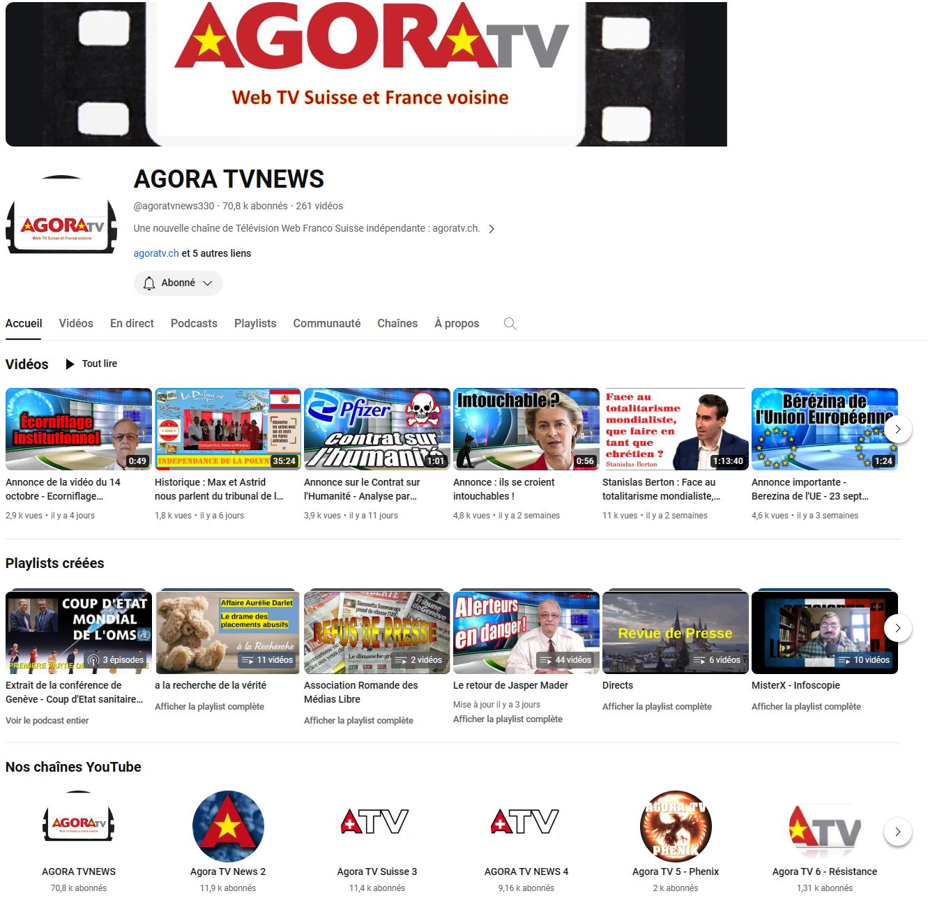 Agora TV sur Youtube