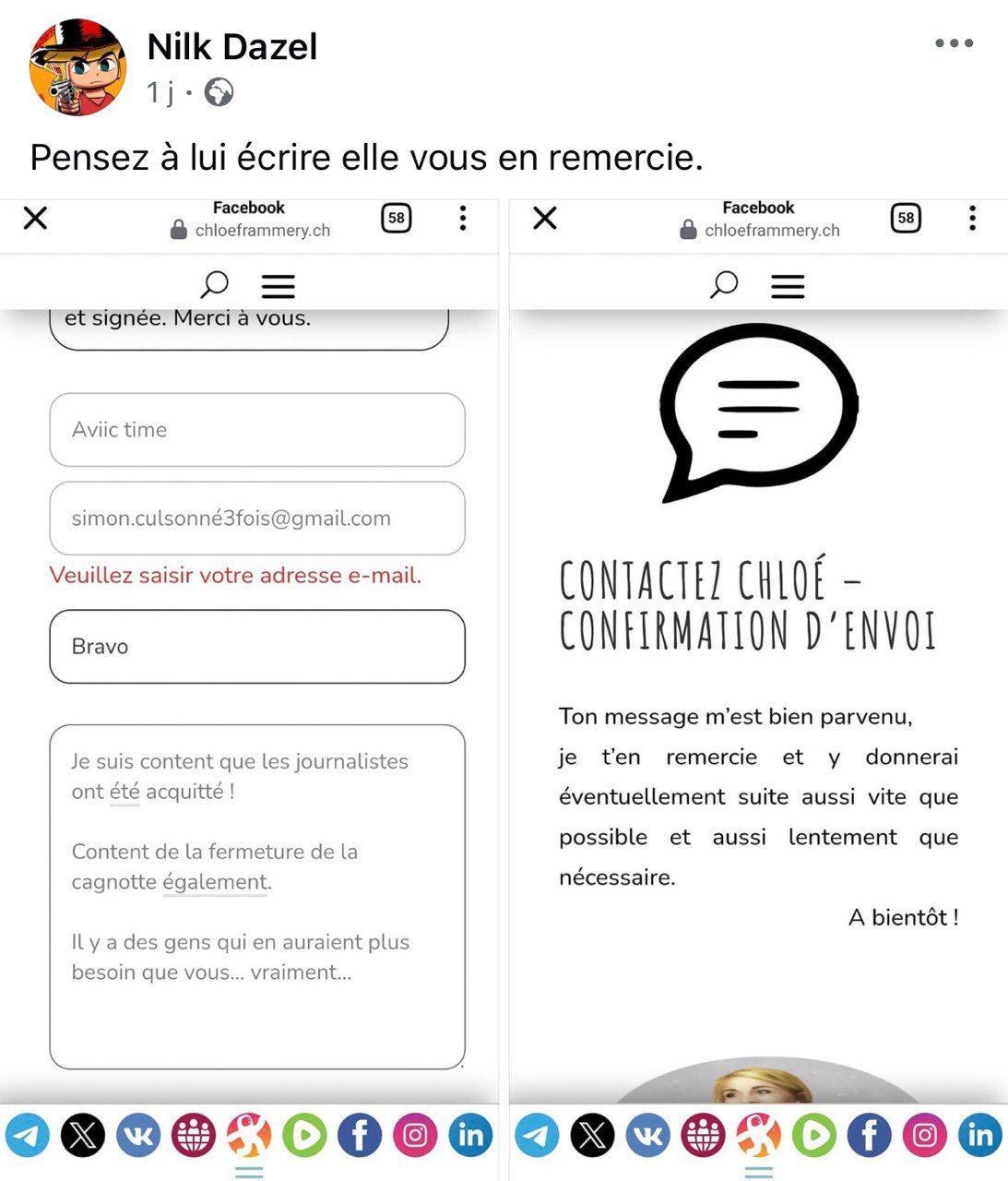Exemple de troll haineux qui soutient le média Heidi News